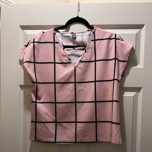 Shein pink and black checkered blouse. Size small